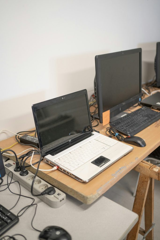 Image of laptop connected to network