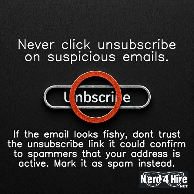 Never click “unsubscribe” on suspicious emails.